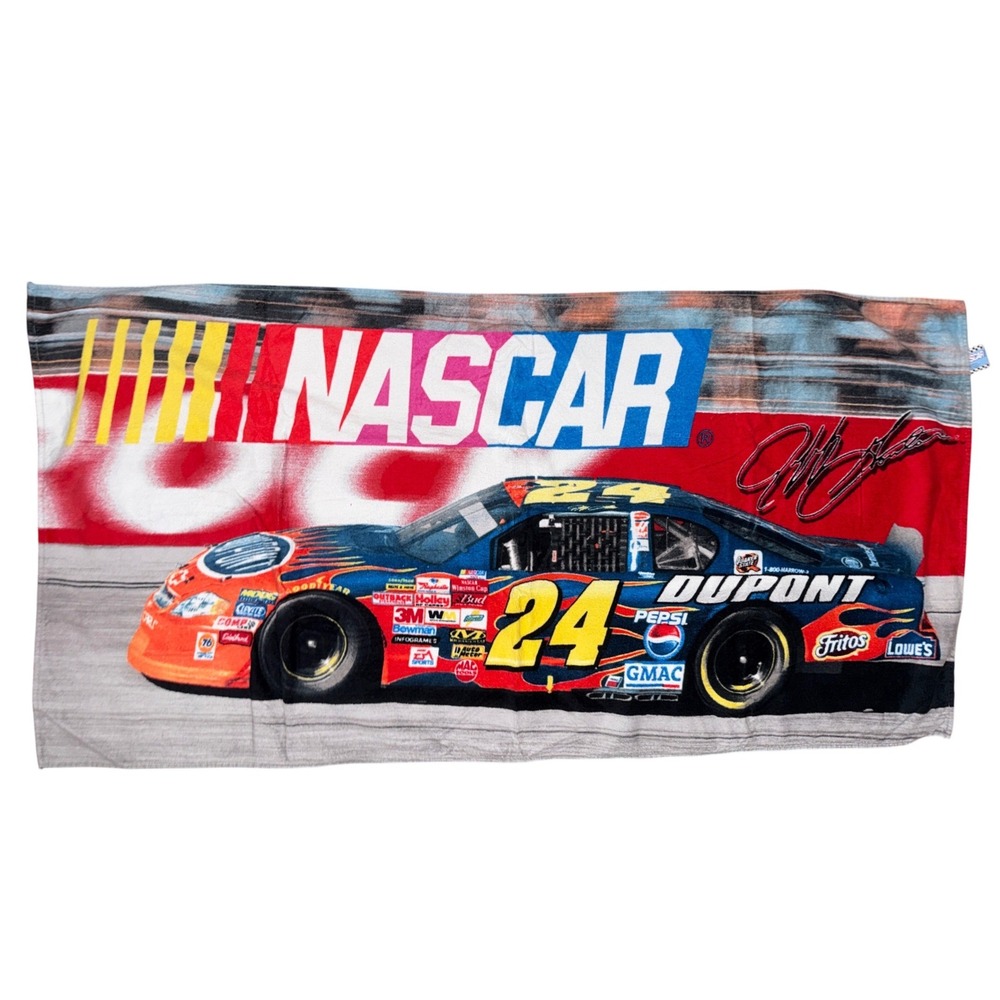 Vintage 2002 NASCAR‎ Jeff Gordon 24 DuPont Beach Towel Cotton Retro Racing Bath